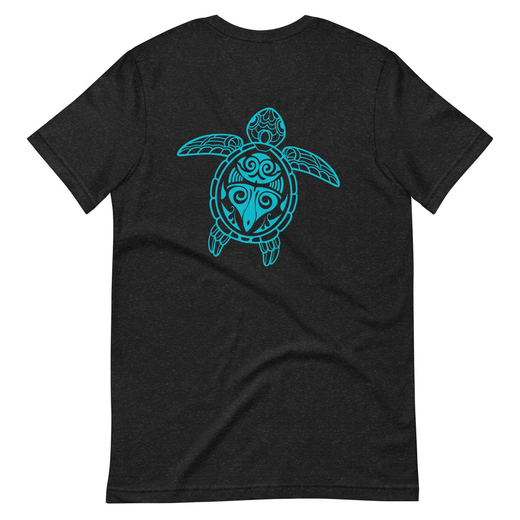 Tribal Sea Turtle T-Shirt: Two-Sided Turquoise Design