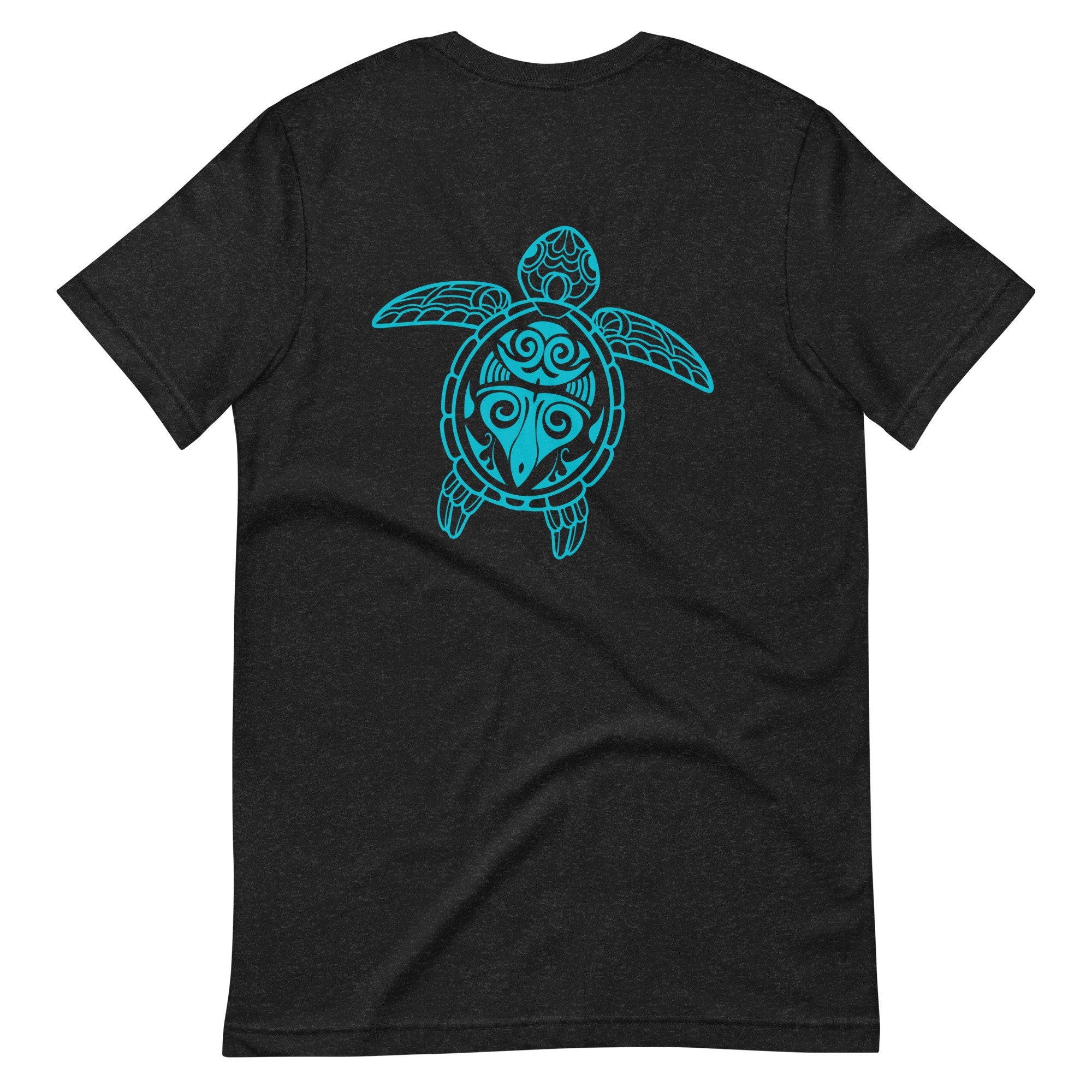 Tribal Sea Turtle T-Shirt: Two-Sided Turquoise Design