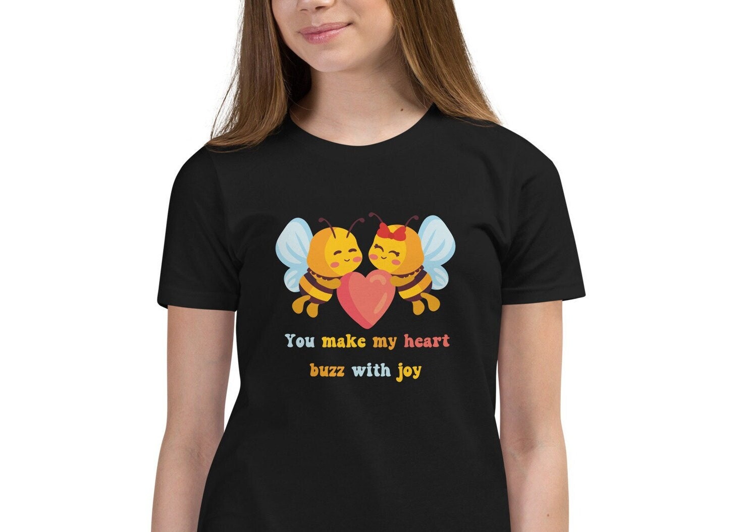 Cute Bees Shirt, Cute Bees Valentines Day shirt, Cute bees t-shirt, Kids cute bees shirt, Bees Youth Short Sleeve T-Shirt, LDS Bees Shirt,