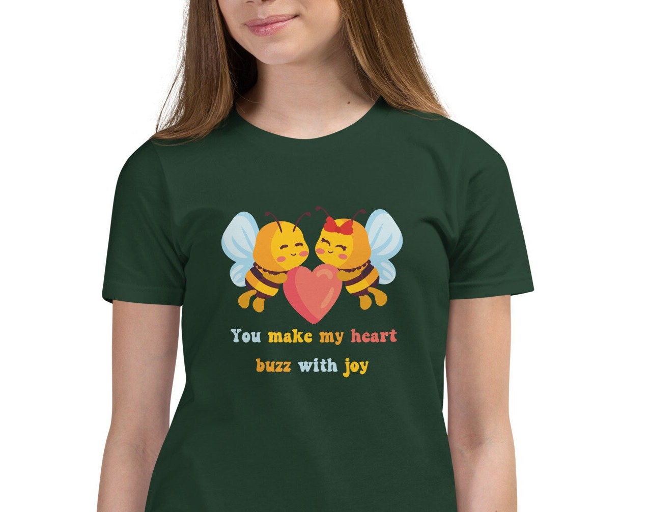 Cute Bees Shirt, Cute Bees Valentines Day shirt, Cute bees t-shirt, Kids cute bees shirt, Bees Youth Short Sleeve T-Shirt, LDS Bees Shirt,