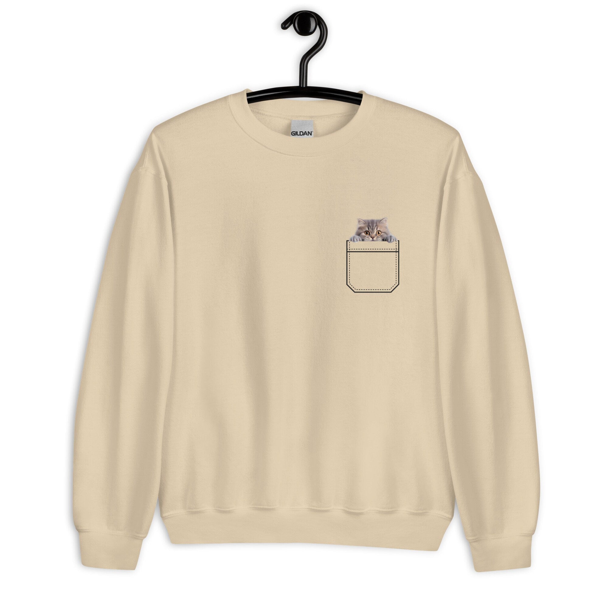 Cat sweatshirt kitten Pocket Sweatshirt, Cat Lover Gift Faux pocket kitten