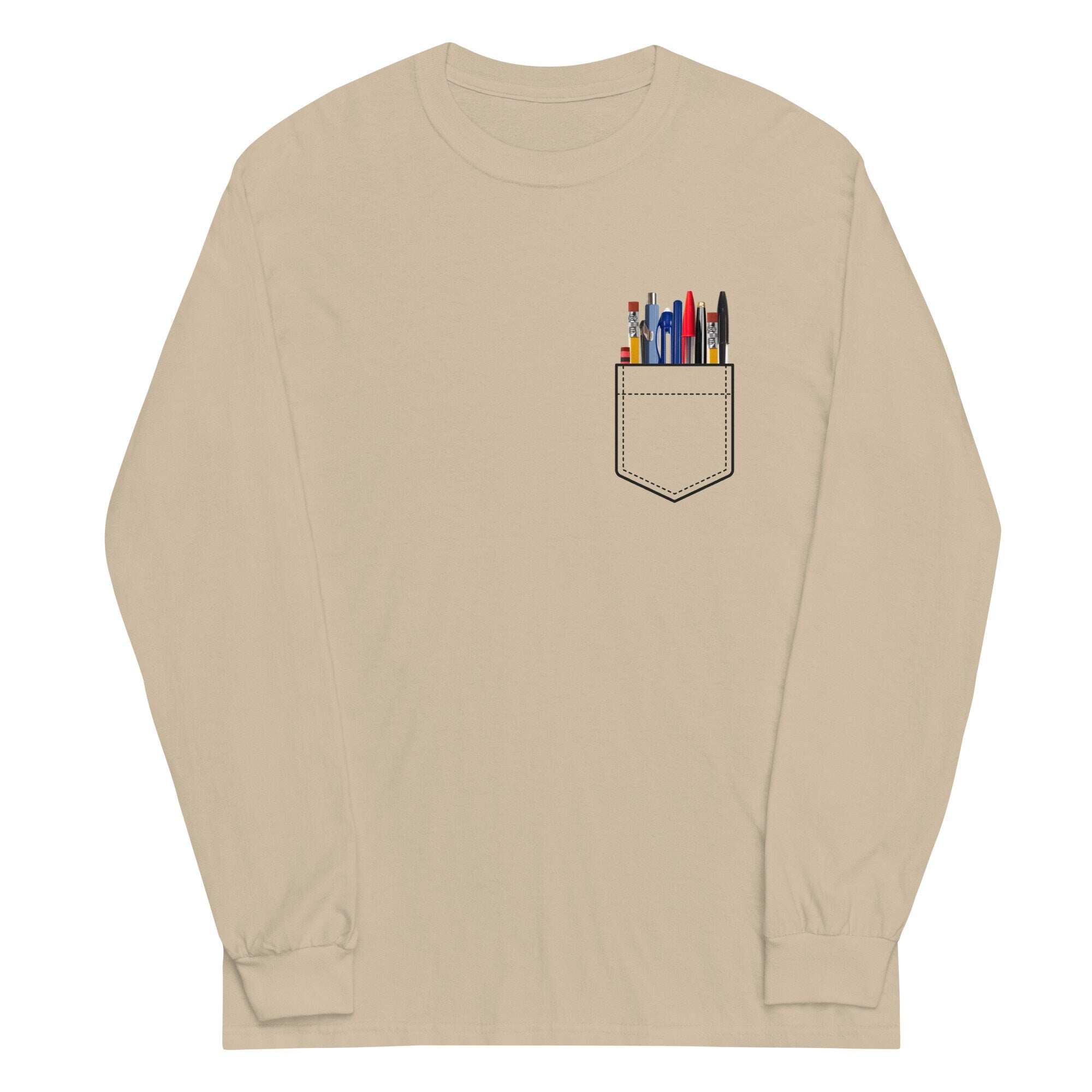 Nerd shirt Pens & Pencils Faux Pocket Shirt - Gift for Writer, Artist