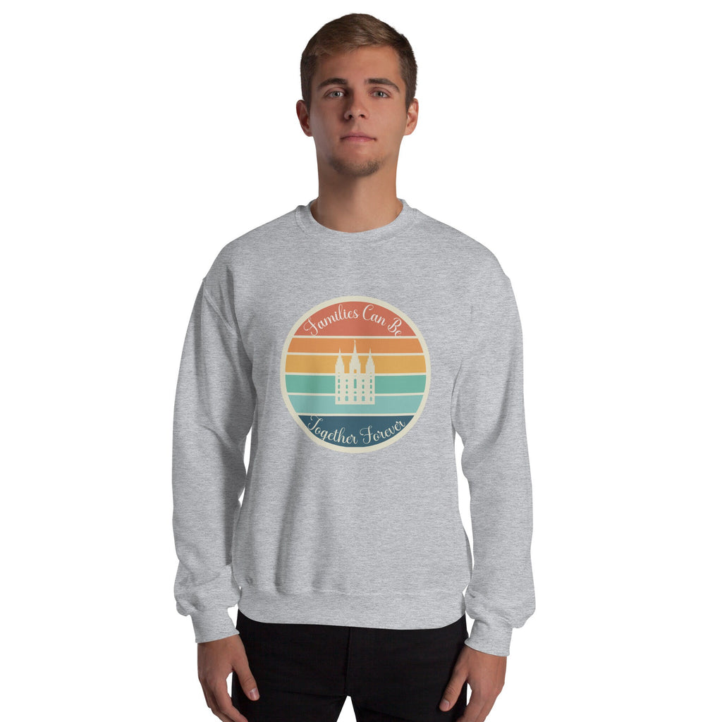 Families Together LDS Sweatshirt: Retro Temple Design
