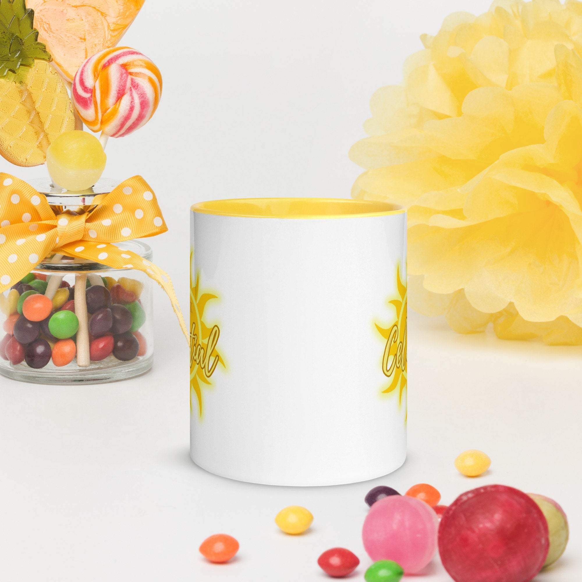 Think Celestial LDS Mug: Yellow Interior Ceramic Coffee Cup