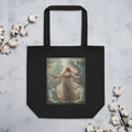 Art Nouveau Eco Tote Bag, Forest Lady Tote Bag, Forest Spirit tote bag, black artistic tote bag, Cotton natural tote bag