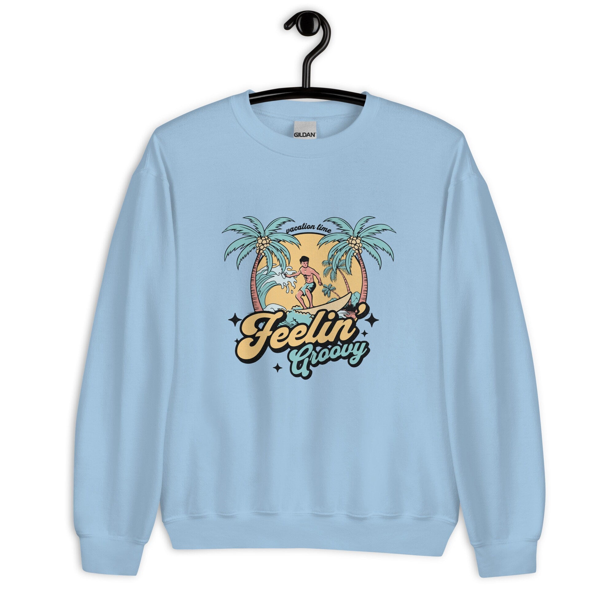 Retro Beach Sweatshirt: Feelin' Groovy Tropical Pullover surf hoodie