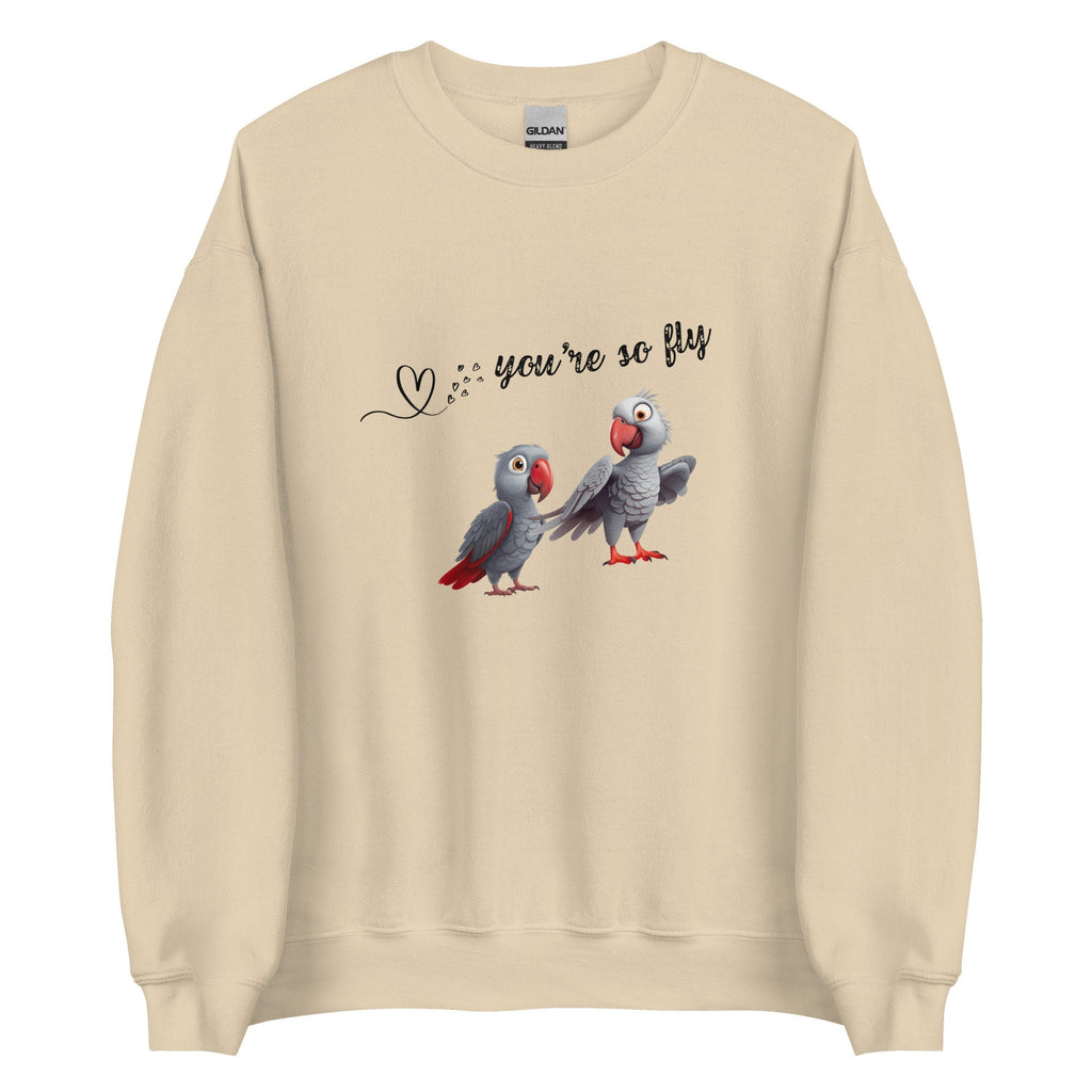 African Gray Parrots Sweatshirt: Valentine's Birds, Soft Cotton Blend