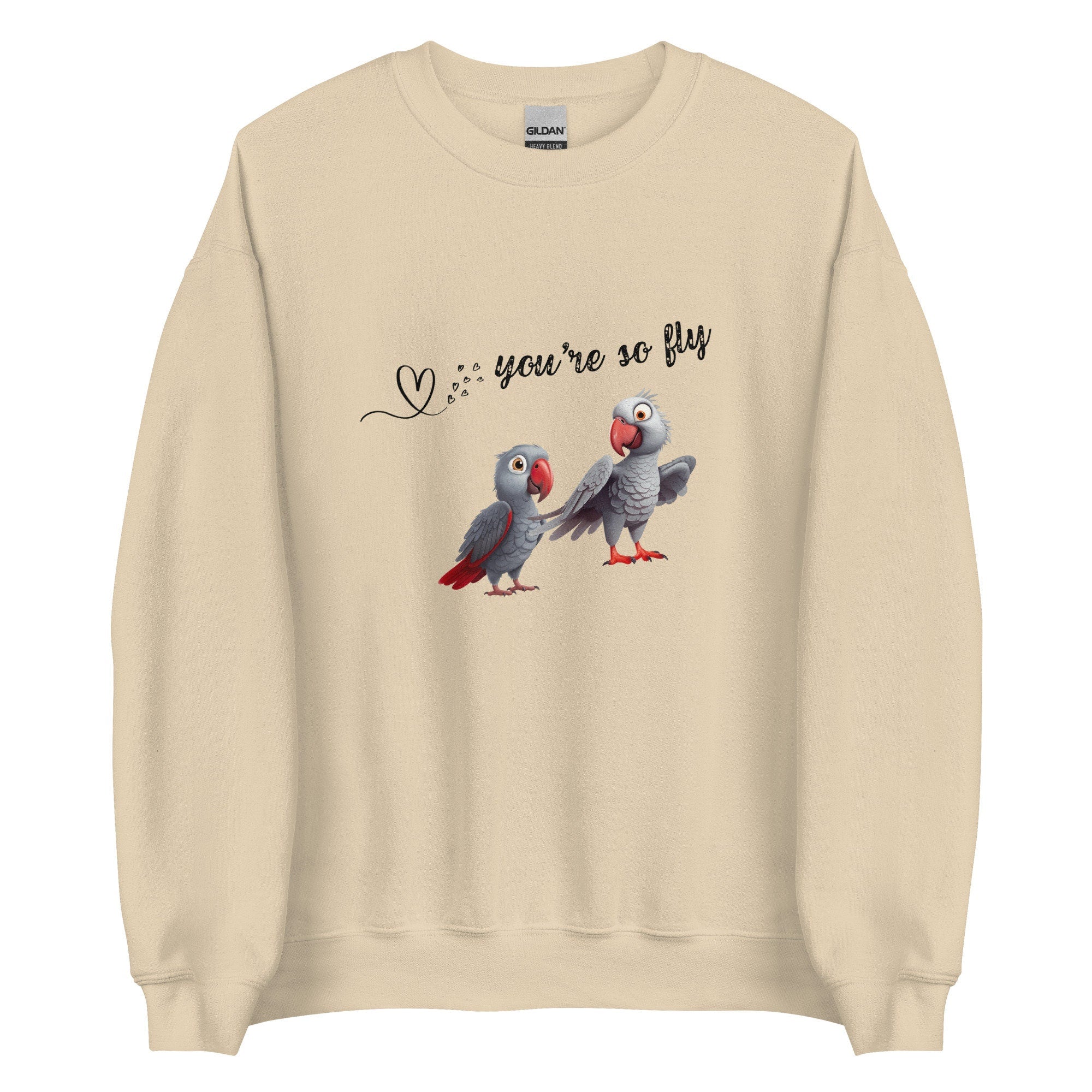 African Gray Parrots Sweatshirt: Valentine's Birds, Soft Cotton Blend