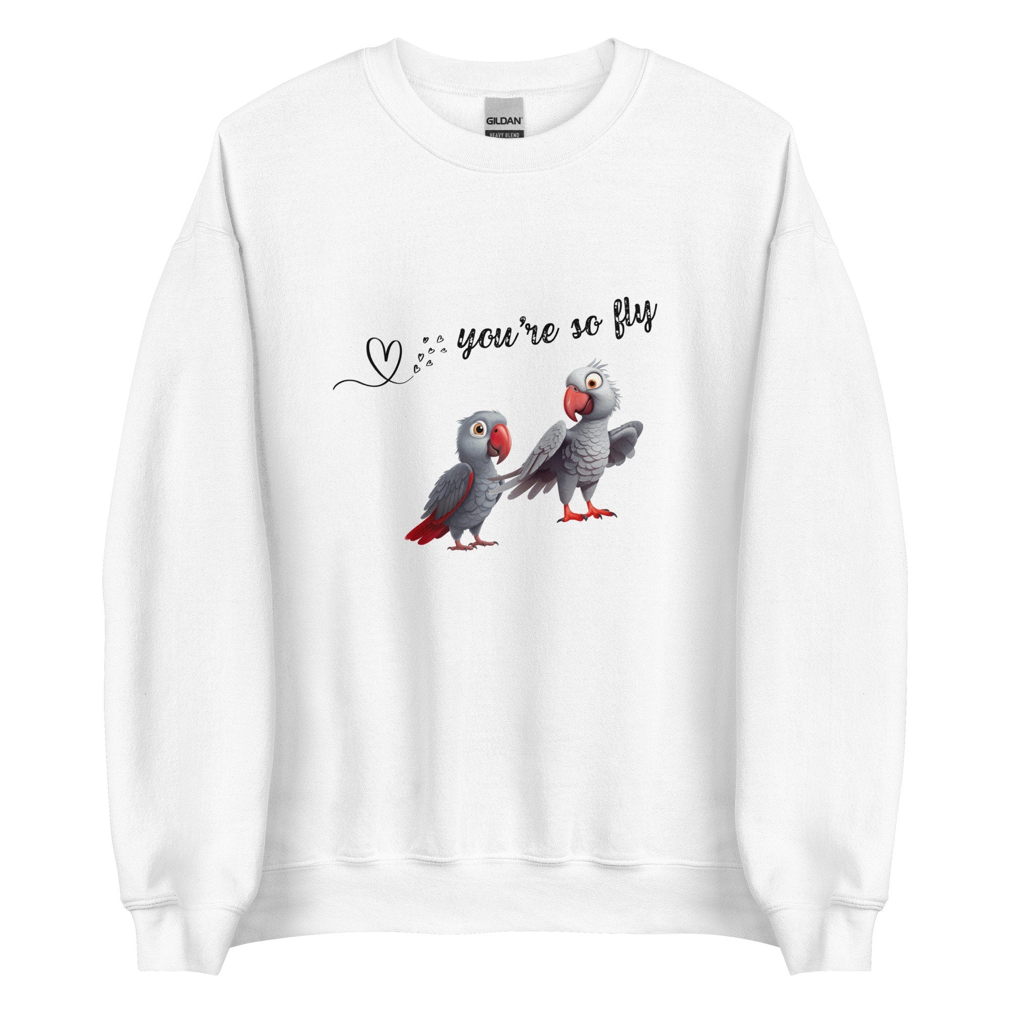 African Gray Parrots Sweatshirt: Valentine's Birds, Soft Cotton Blend