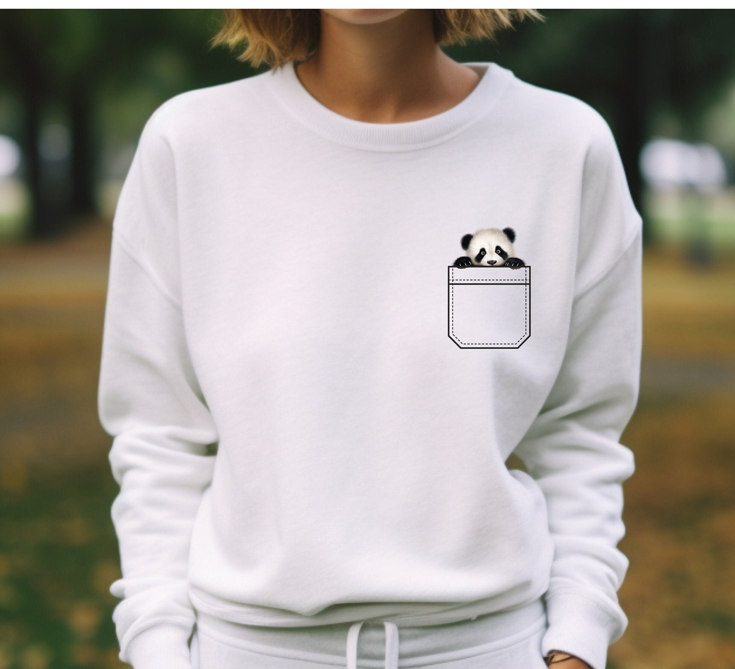 Panda Shirt, cute panda sweatshirt, gift for panda lover, panda sweater, panda in pocket shirt, Unisex Sweatshirt panda, cute sweat shirts