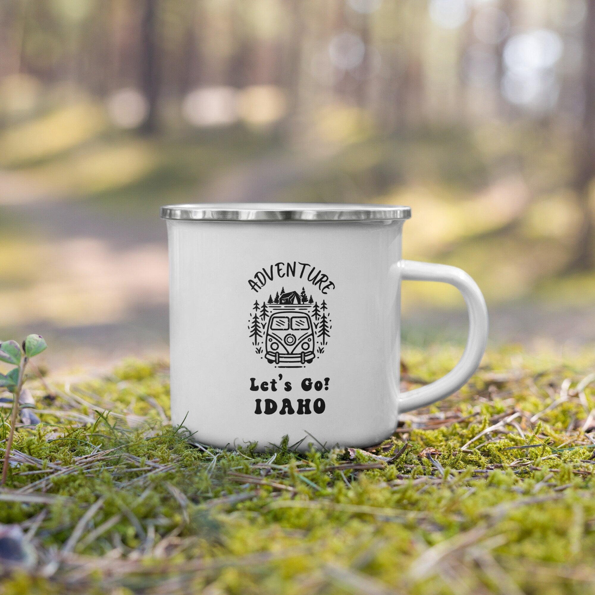 Idaho Camping Mug, Idaho camping enamel mug, Idaho Hiking Mug, Idaho metal mug, Idaho coffee cup, gift for Idahoan, Retro Idaho Enamel Mug