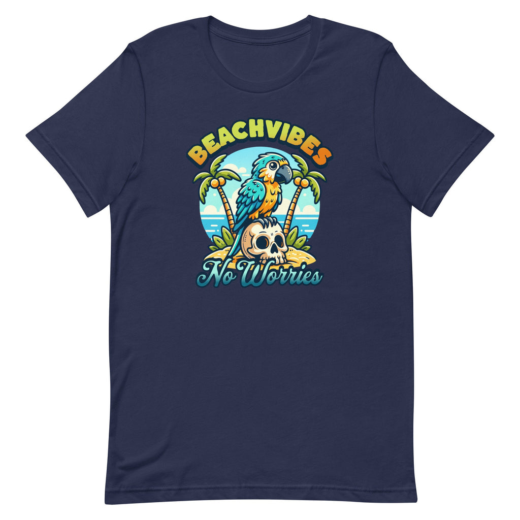 Beach Vibes T-Shirt: Parrot Skull Graphic Tee, Summer Vacation Shirt