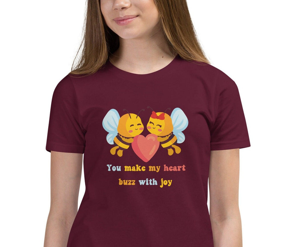 Cute Bees Shirt, Cute Bees Valentines Day shirt, Cute bees t-shirt, Kids cute bees shirt, Bees Youth Short Sleeve T-Shirt, LDS Bees Shirt,