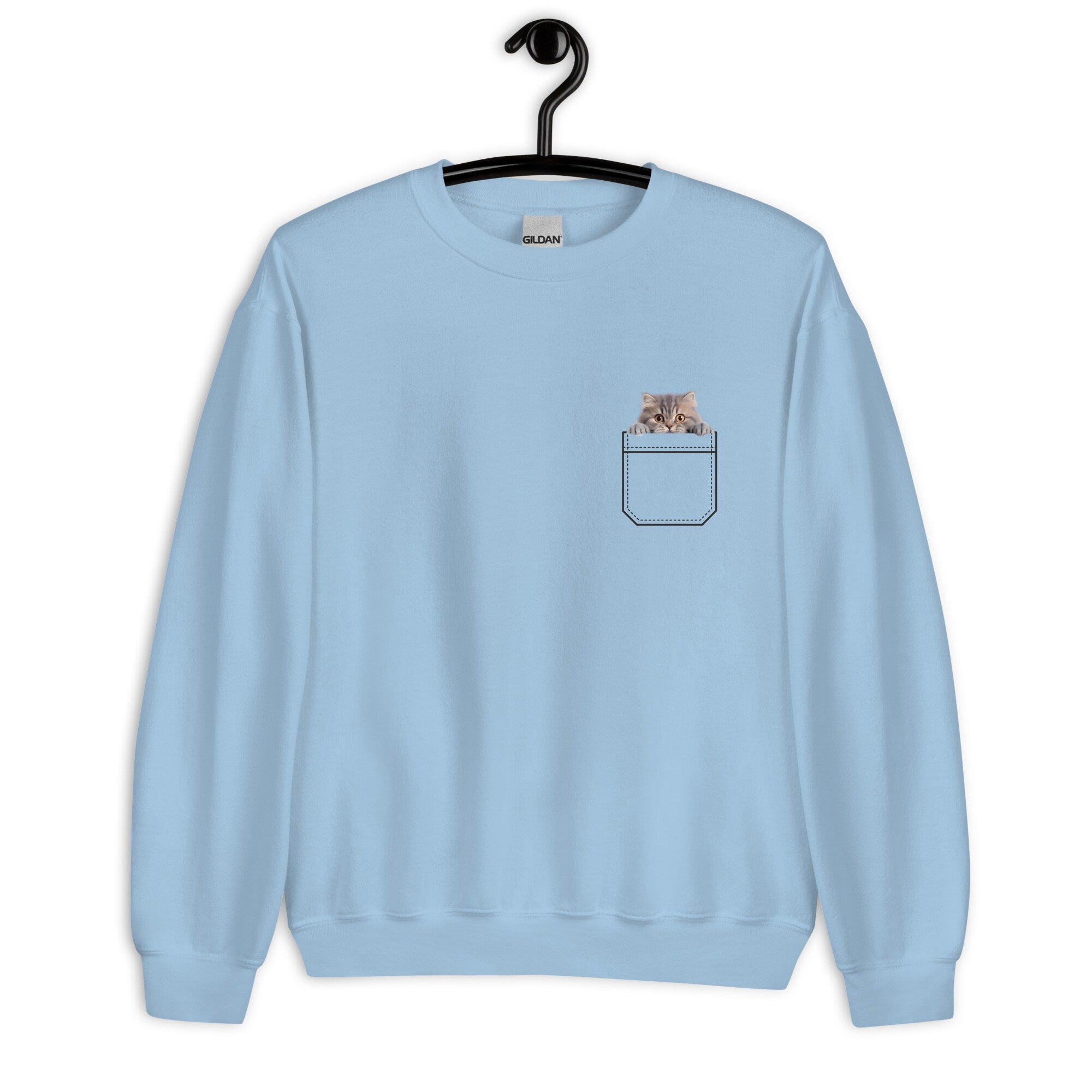 Cat sweatshirt kitten Pocket Sweatshirt, Cat Lover Gift Faux pocket kitten