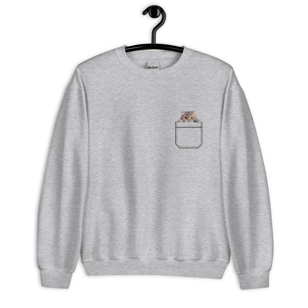 Cat sweatshirt kitten Pocket Sweatshirt, Cat Lover Gift Faux pocket kitten