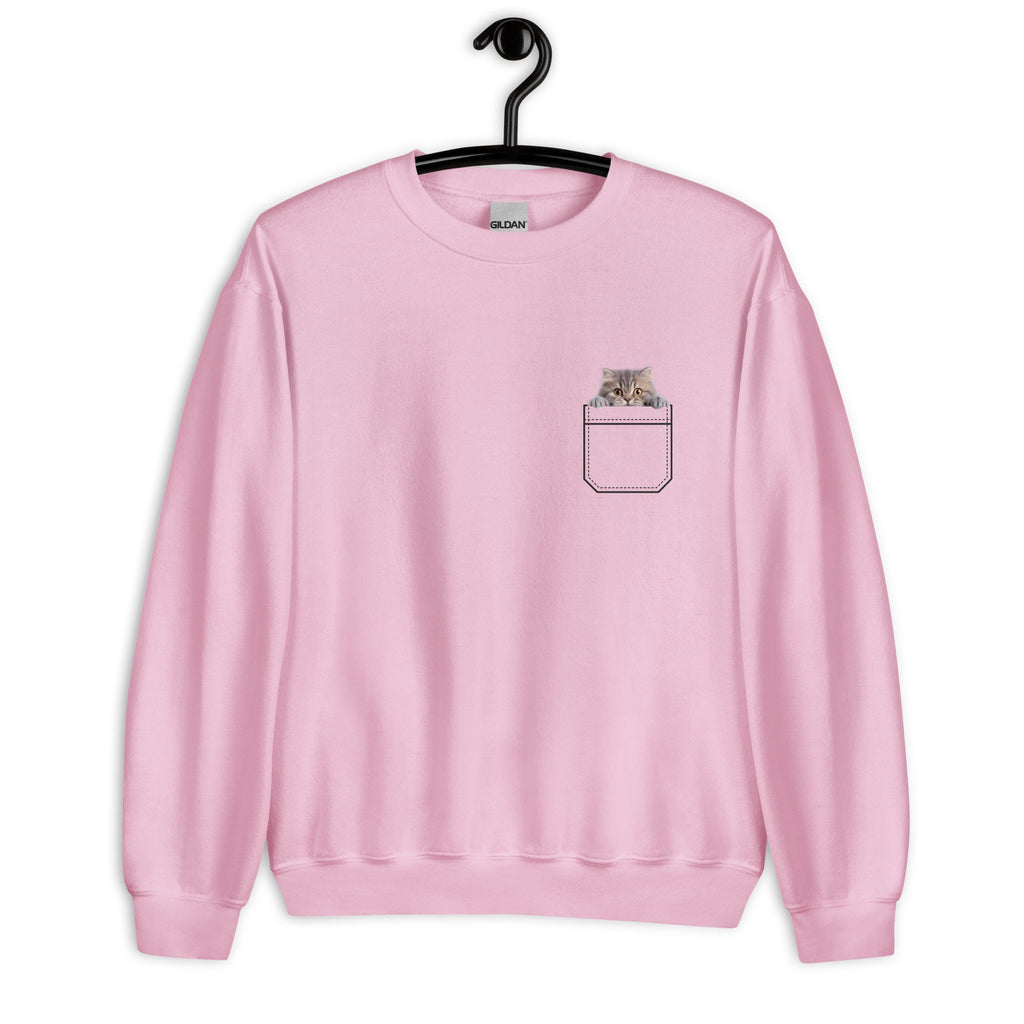 Cat sweatshirt kitten Pocket Sweatshirt, Cat Lover Gift Faux pocket kitten