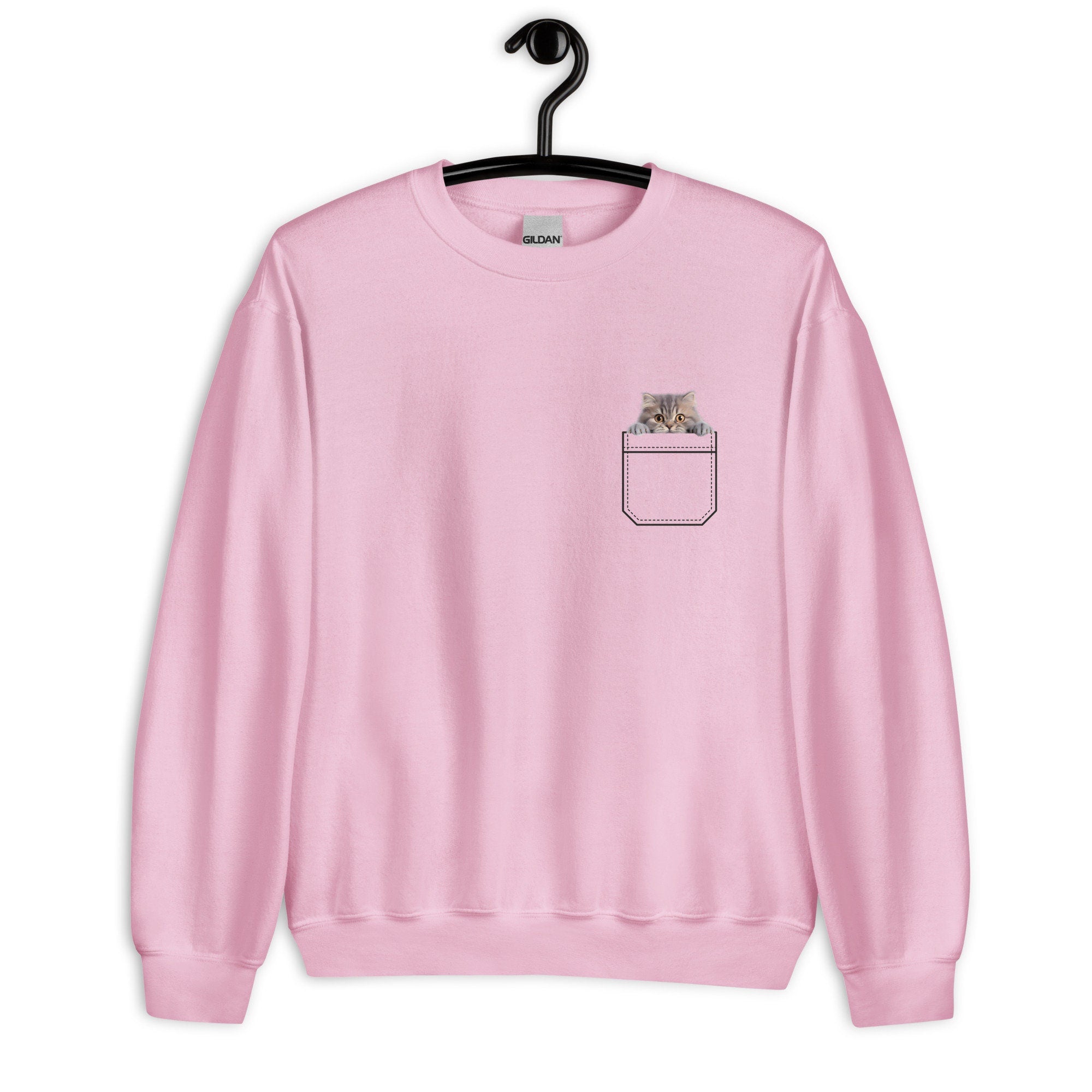 Cat sweatshirt kitten Pocket Sweatshirt, Cat Lover Gift Faux pocket kitten