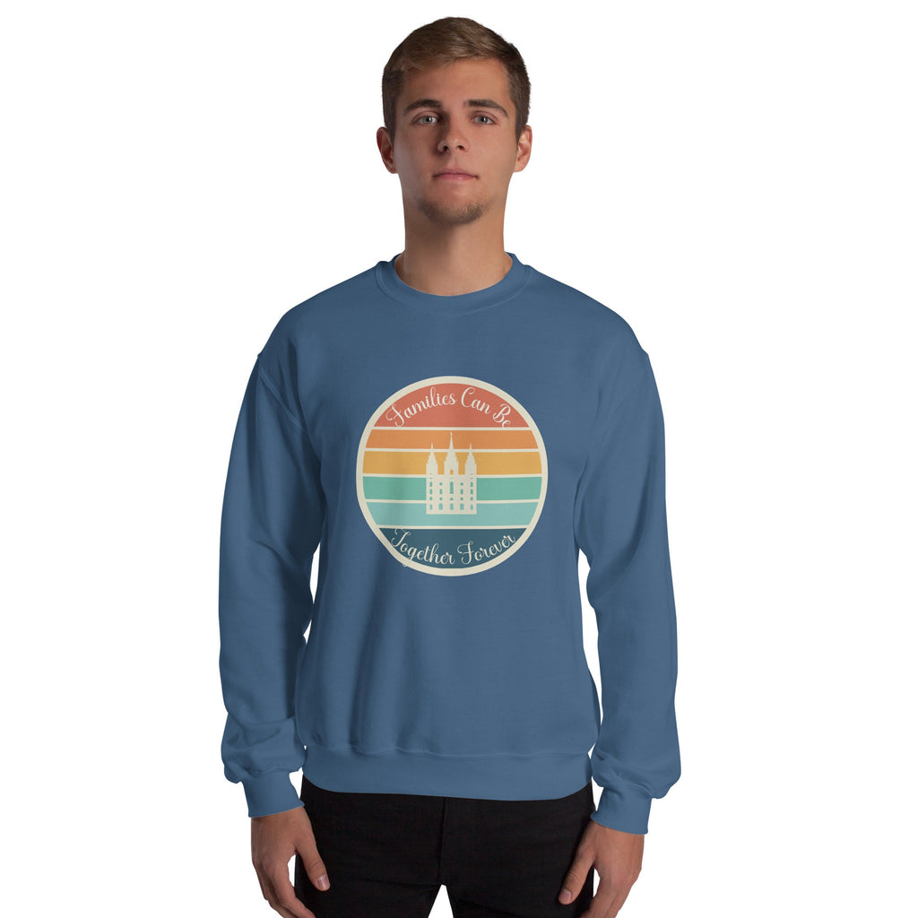 Families Together LDS Sweatshirt: Retro Temple Design