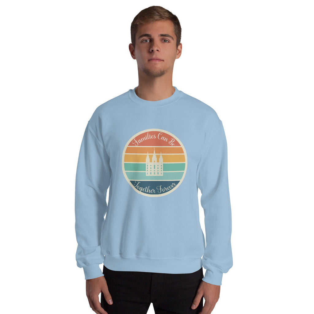 Families Together LDS Sweatshirt: Retro Temple Design