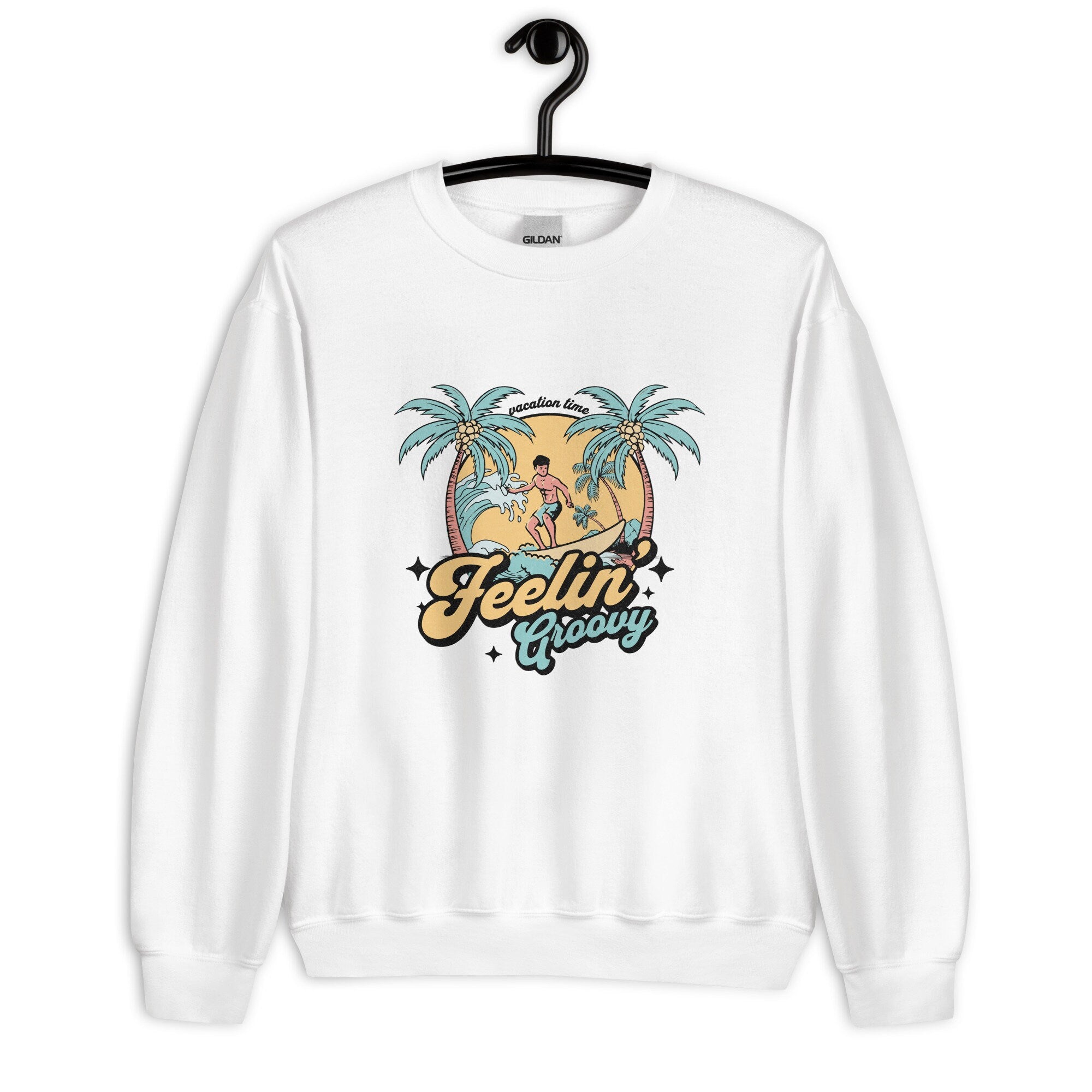Retro Beach Sweatshirt: Feelin' Groovy Tropical Pullover surf hoodie