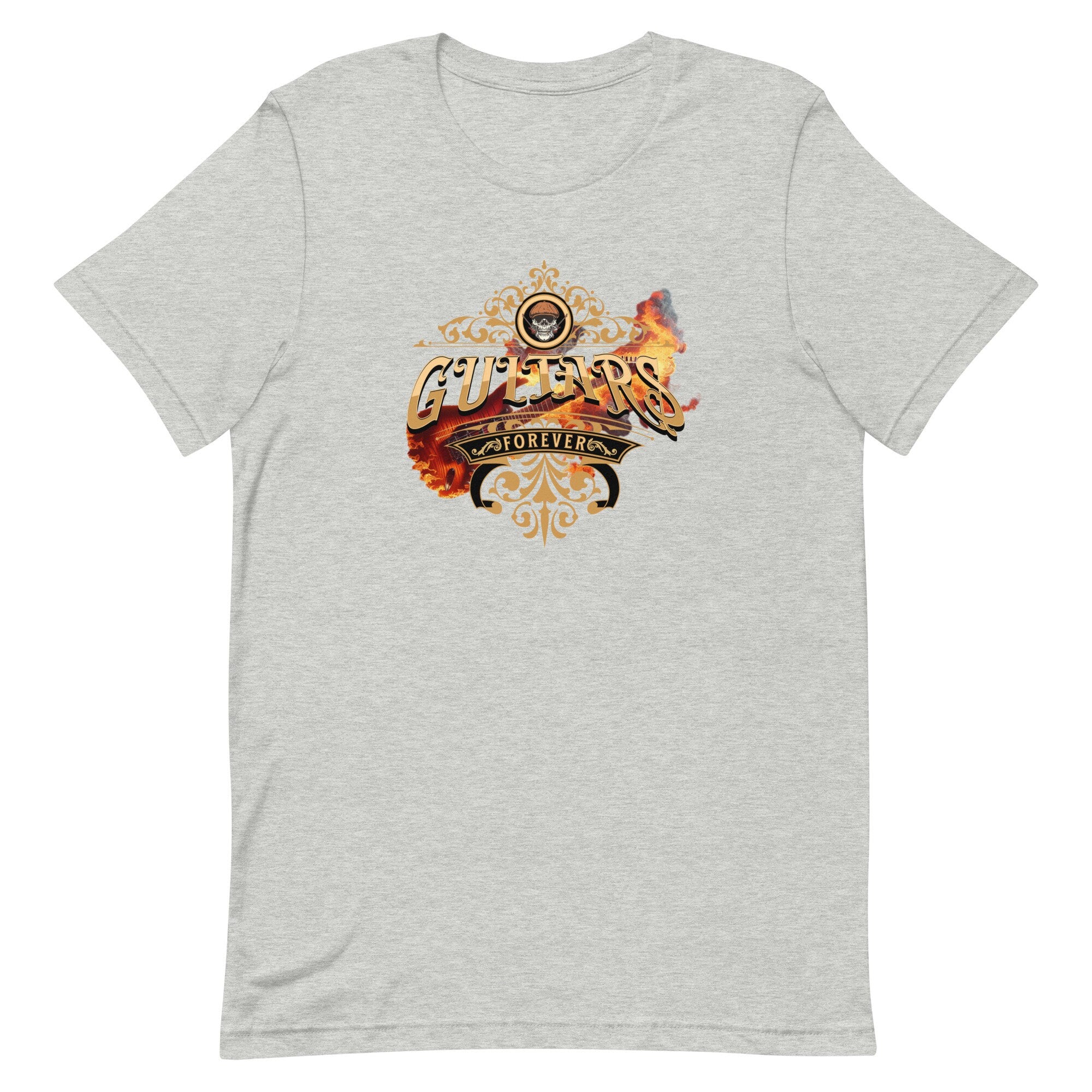 Flaming Guitar T-Shirt: Guitars Forever Slogan, Music Lover Tee