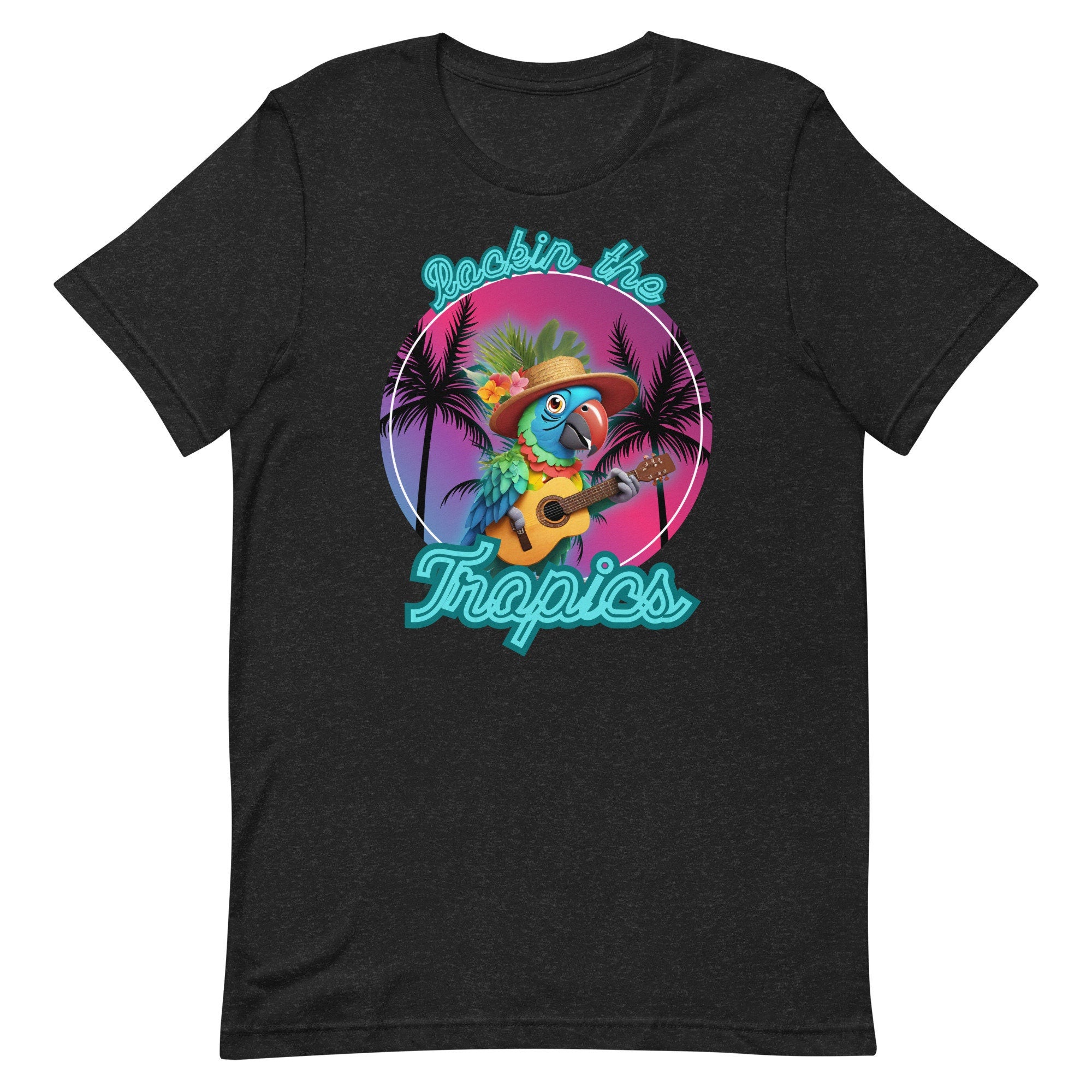 Funny Parrot T-Shirt: Tropical Guitarist Tee - Hawaii Gift
