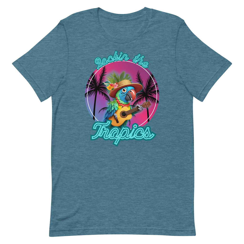Funny Parrot T-Shirt: Tropical Guitarist Tee - Hawaii Gift