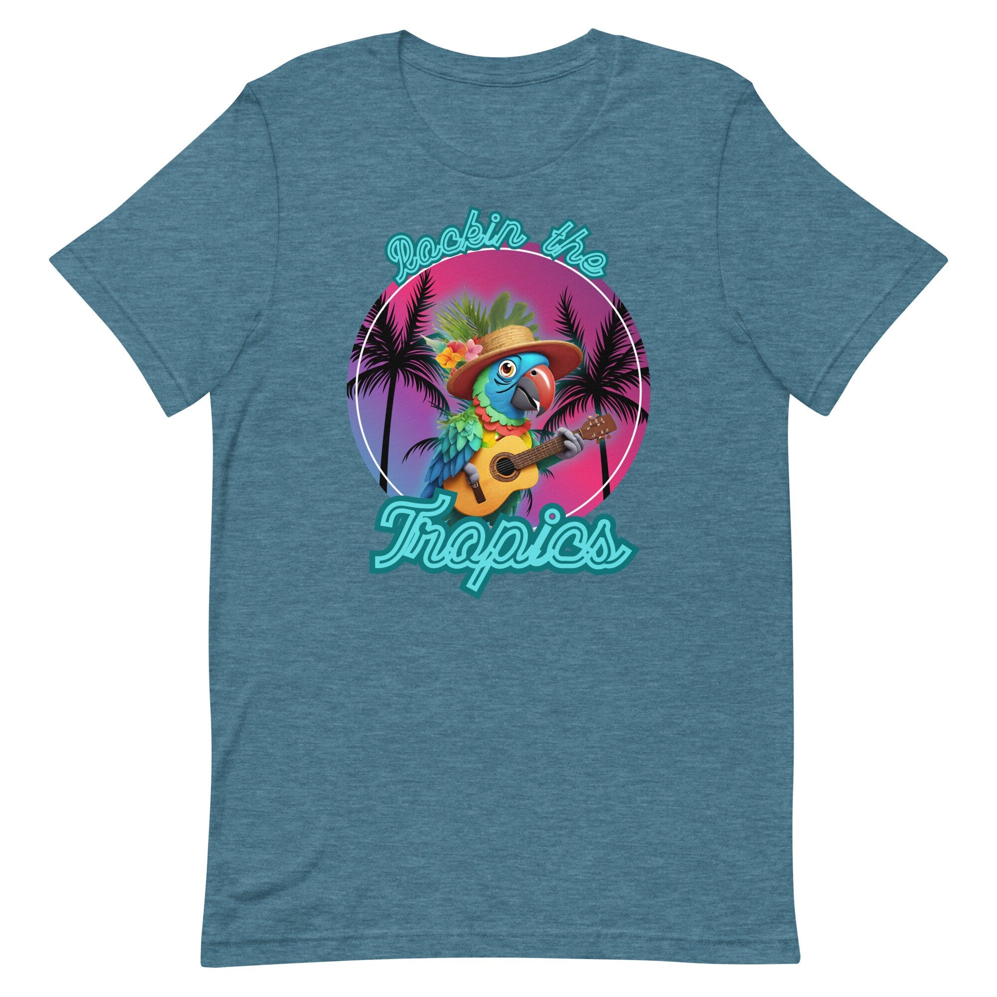 Funny Parrot T-Shirt: Tropical Guitarist Tee - Hawaii Gift