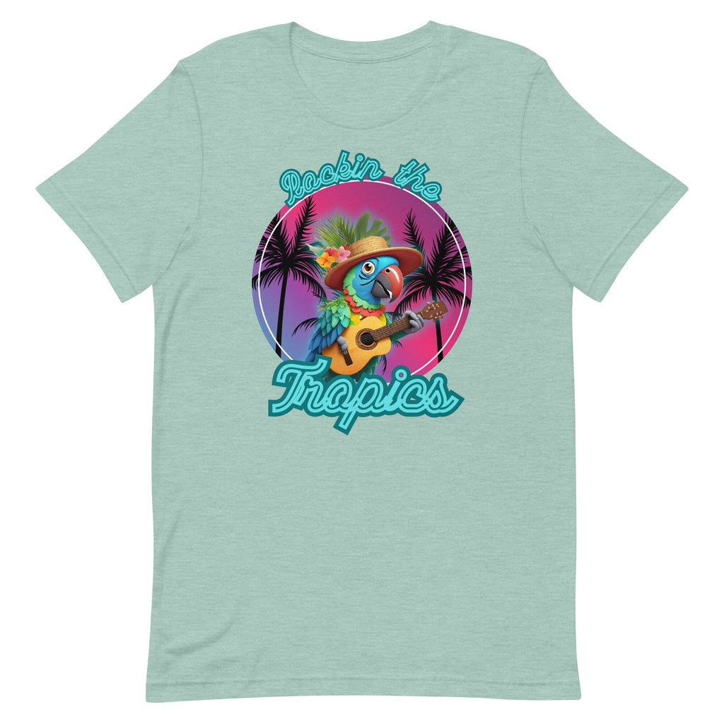 Funny Parrot T-Shirt: Tropical Guitarist Tee - Hawaii Gift