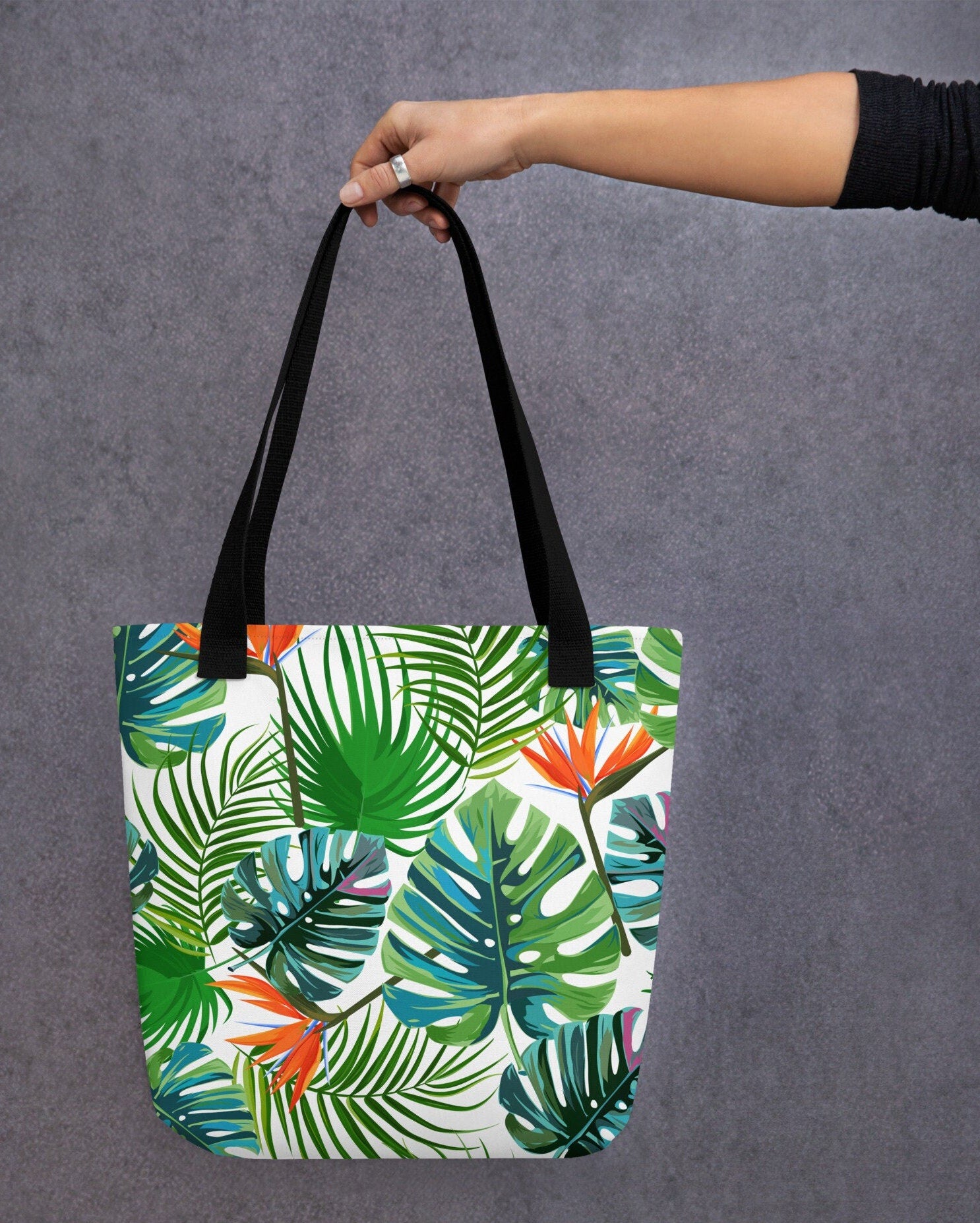 Tropical Leaves Tote Bag: Hawaii Monstera Print