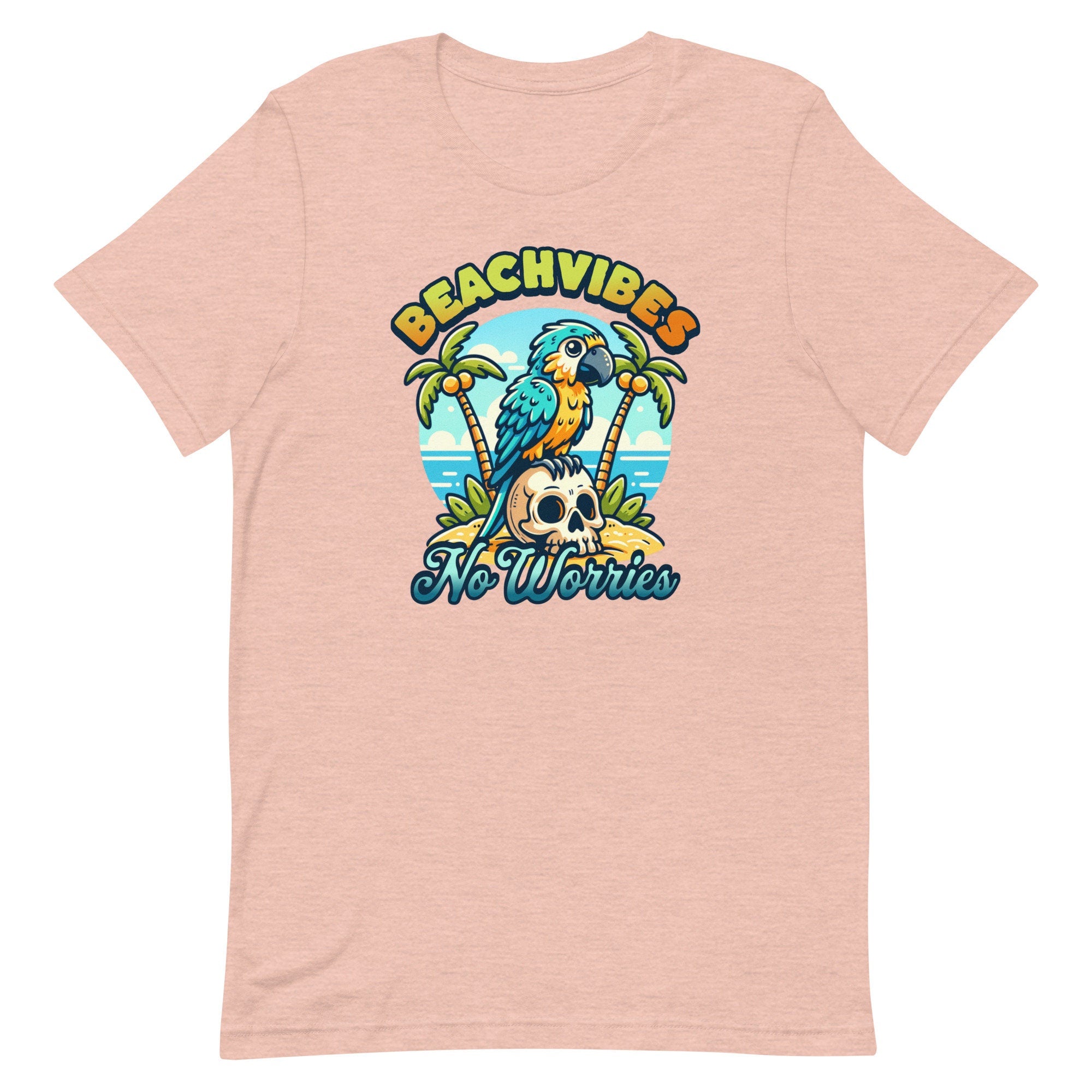Beach Vibes T-Shirt: Parrot Skull Graphic Tee, Summer Vacation Shirt
