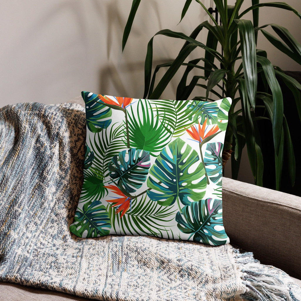 Tropical Monstera Pillow Case: Hawaiian Palm Leaf Decor (18 inch)