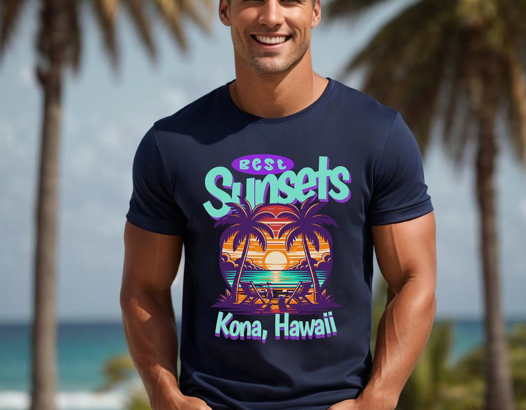 Kona Sunset Shirt: Hawaii Graphic Tee, Tropical Vacation Gift