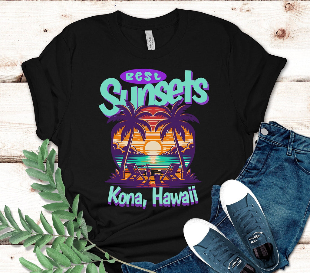 Kona Sunset Shirt: Hawaii Graphic Tee, Tropical Vacation Gift