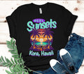 Kona Sunset Shirt: Hawaii Graphic Tee, Tropical Vacation Gift