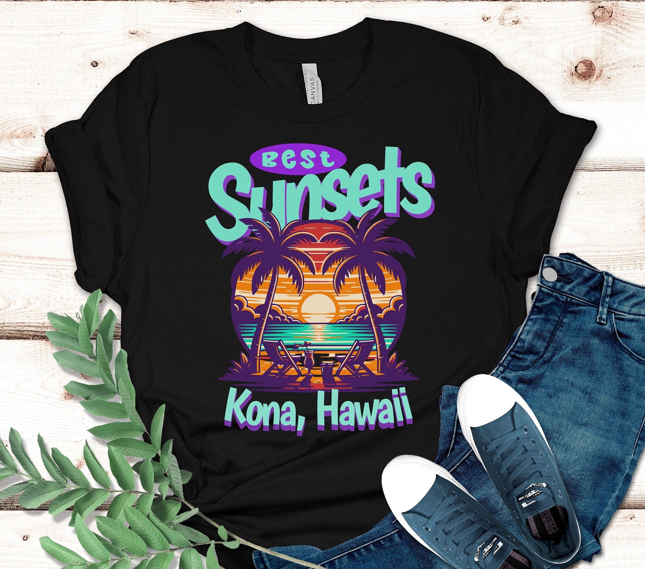 Kona Sunset Shirt: Hawaii Graphic Tee, Tropical Vacation Gift