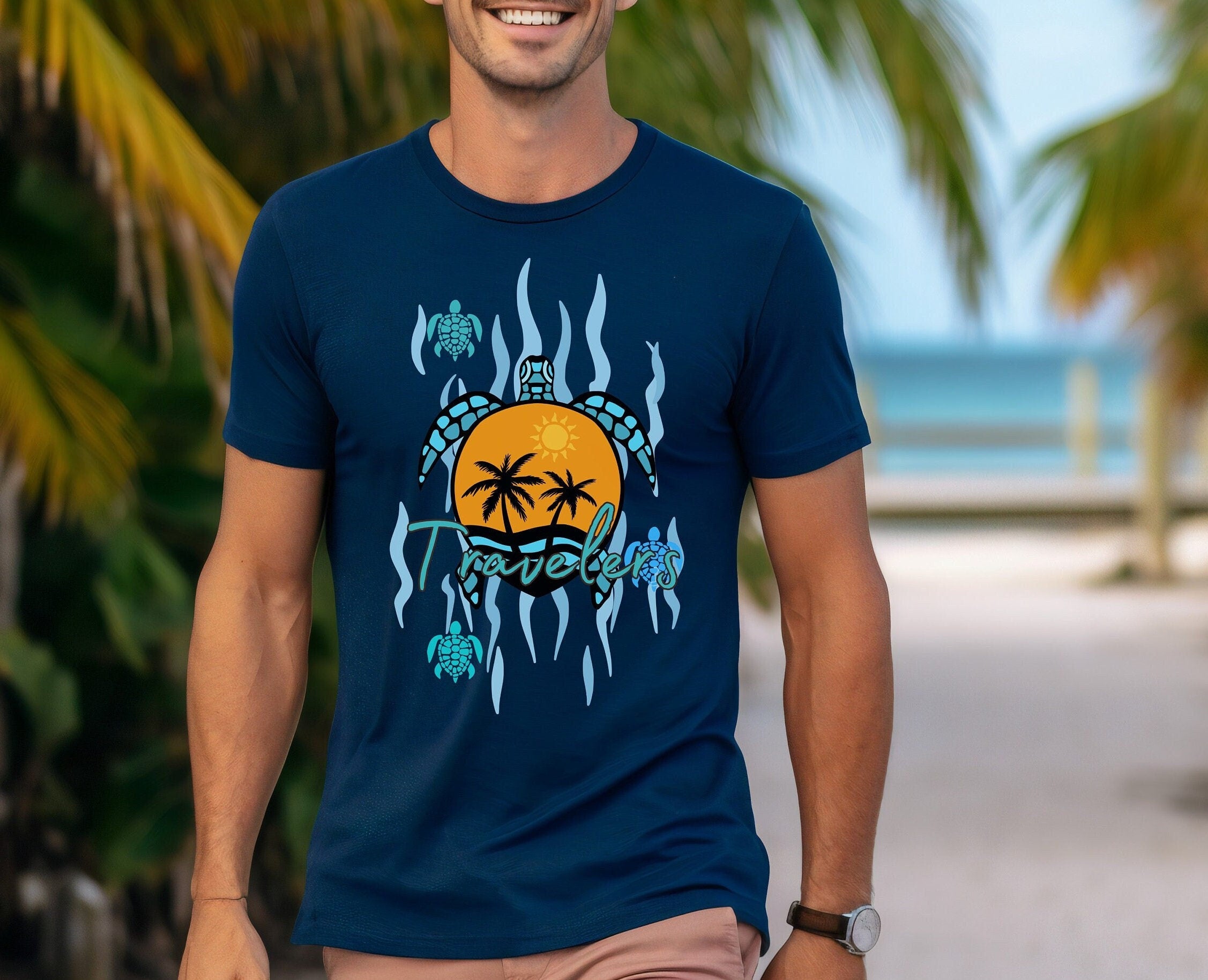 Tropical Sea Turtles T-Shirt: Hawaii Beach Summer Tee