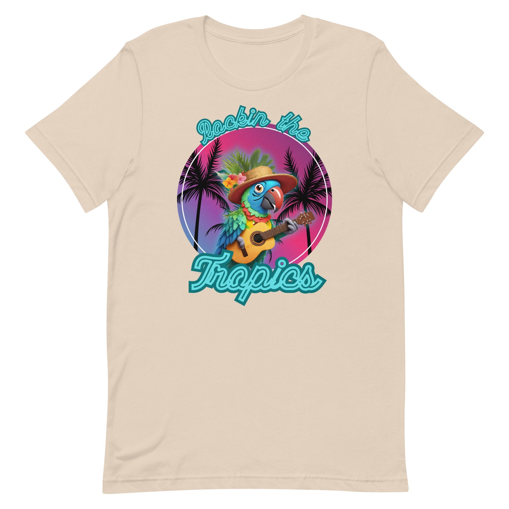 Funny Parrot T-Shirt: Tropical Guitarist Tee - Hawaii Gift