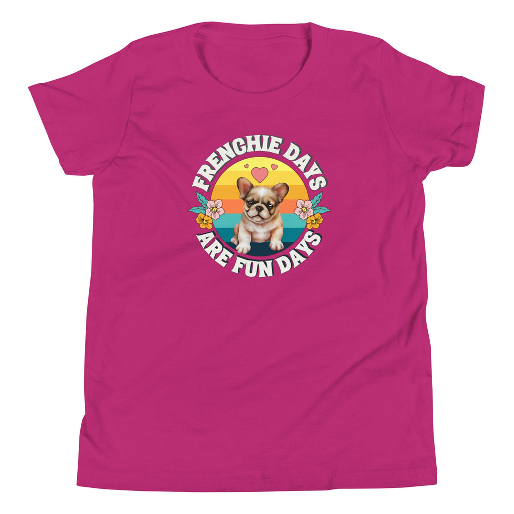 French Bulldog Youth Shirt, Frenchie Dog Lover Tee, Fun Days Graphic Top