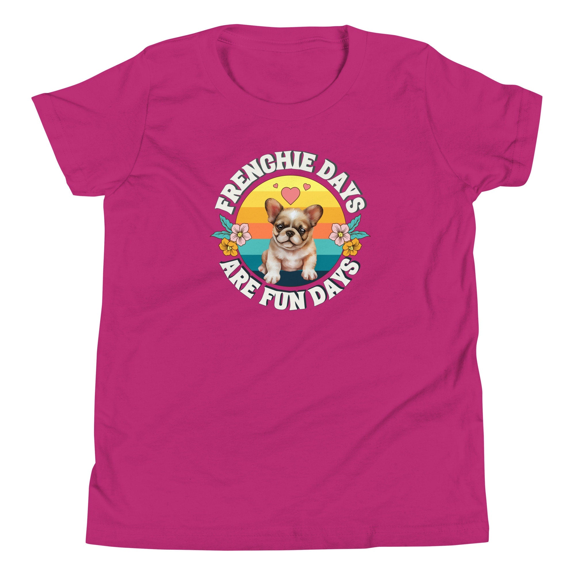 French Bulldog Youth Shirt, Frenchie Dog Lover Tee, Fun Days Graphic Top