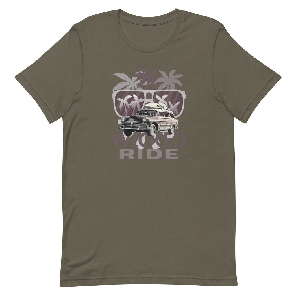 Retro Surf Wagon T-Shirt: Woody Car, Palm Tree. Beach shirt  Design