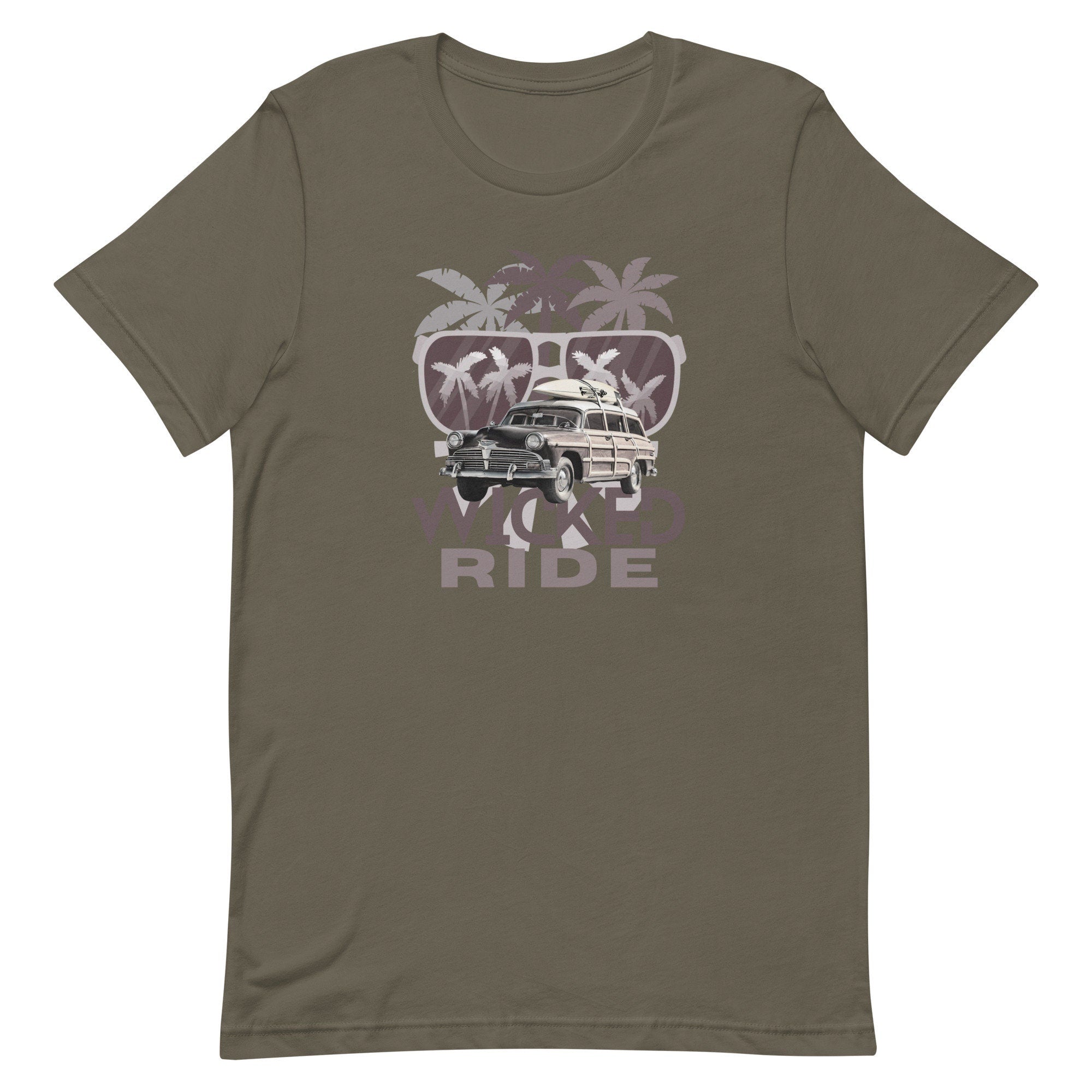Retro Surf Wagon T-Shirt: Woody Car, Palm Tree. Beach shirt  Design