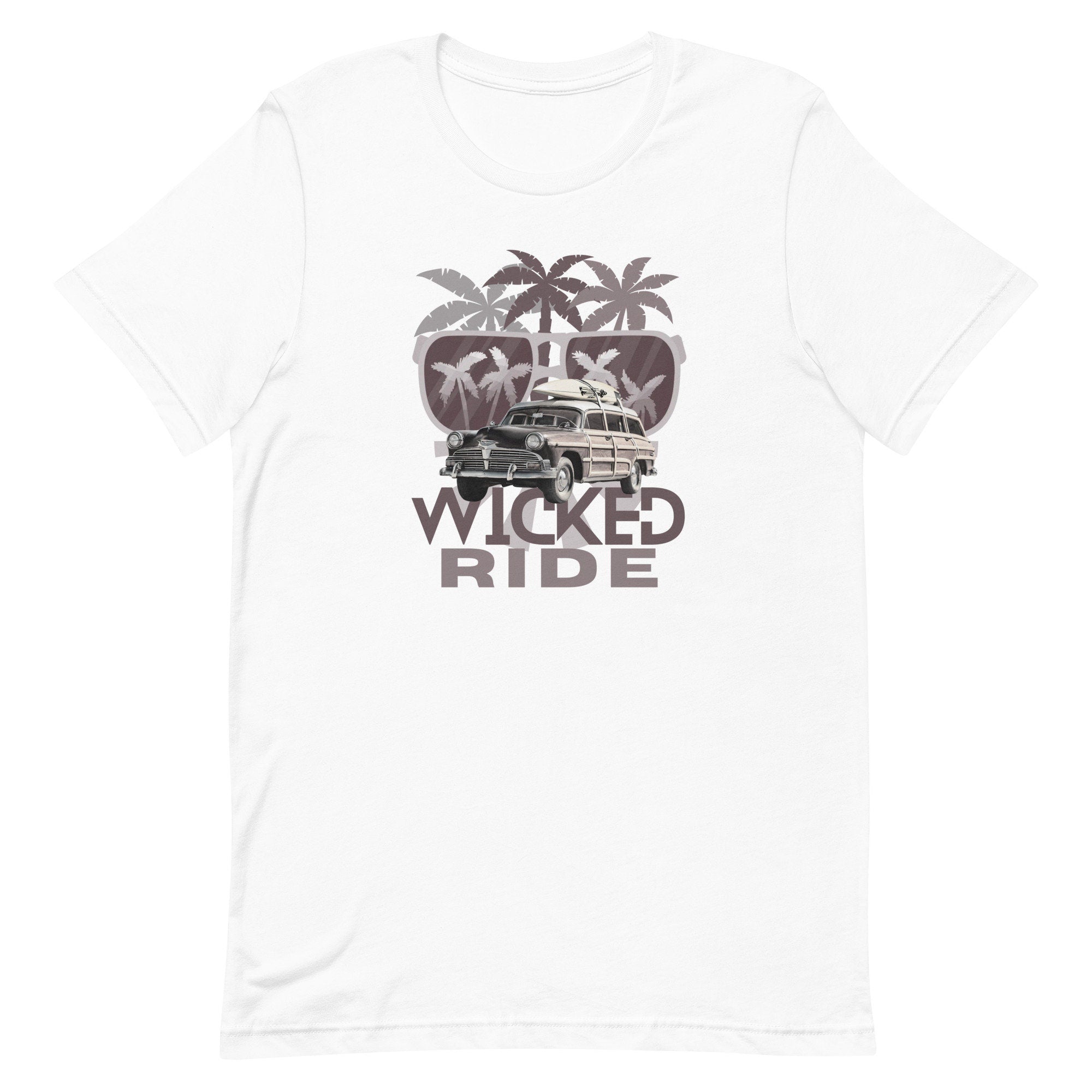 Retro Surf Wagon T-Shirt: Woody Car, Palm Tree. Beach shirt  Design