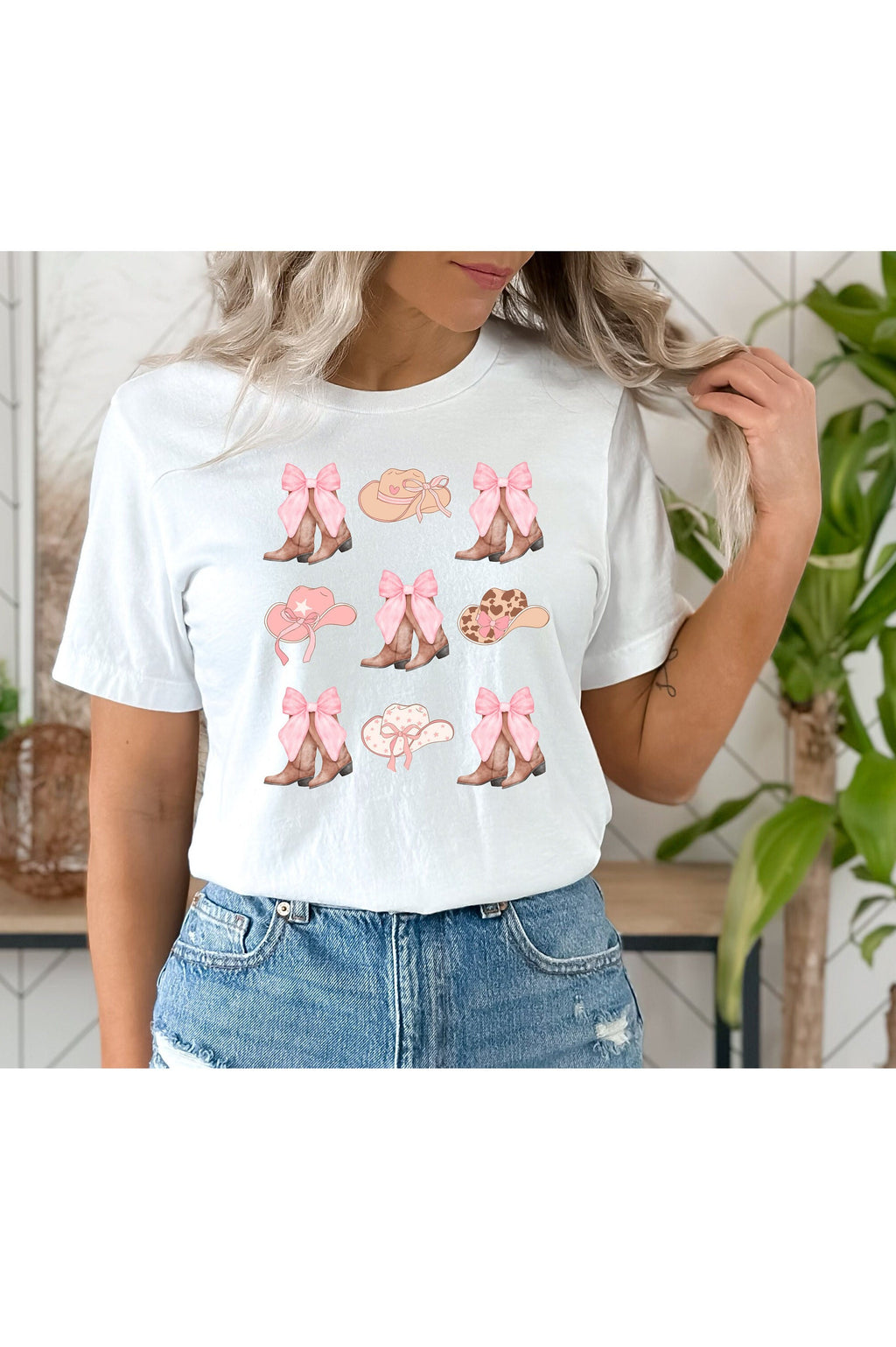 Pink Bows Western Shirt: Coquette Cowgirl Boots Tee
