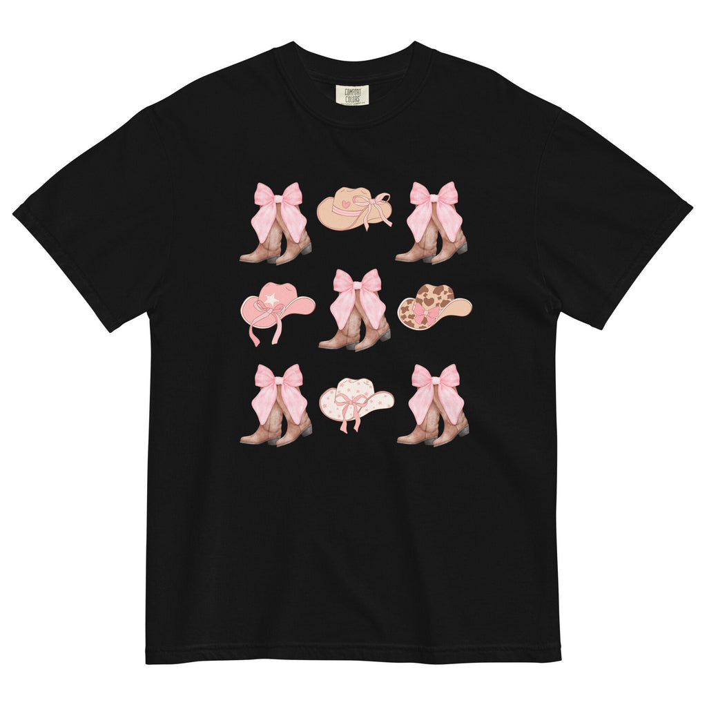 Western Comfort Colors pink bows and boots Shirt Coquette Cowgirl Boots & Hats Tee