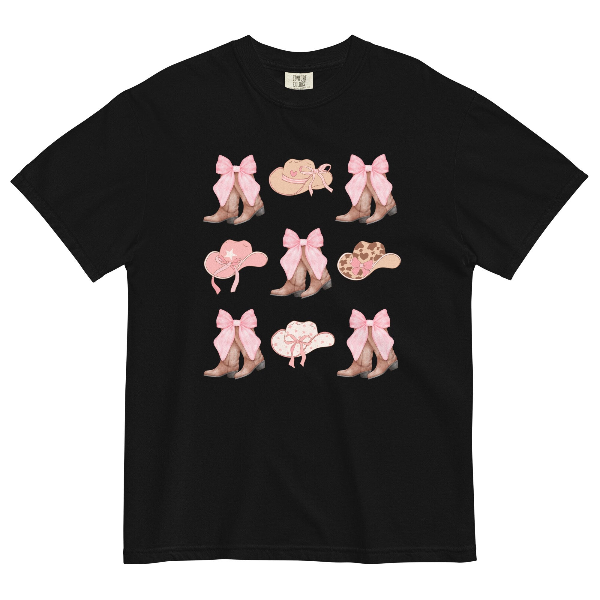 Western Comfort Colors pink bows and boots Shirt Coquette Cowgirl Boots & Hats Tee