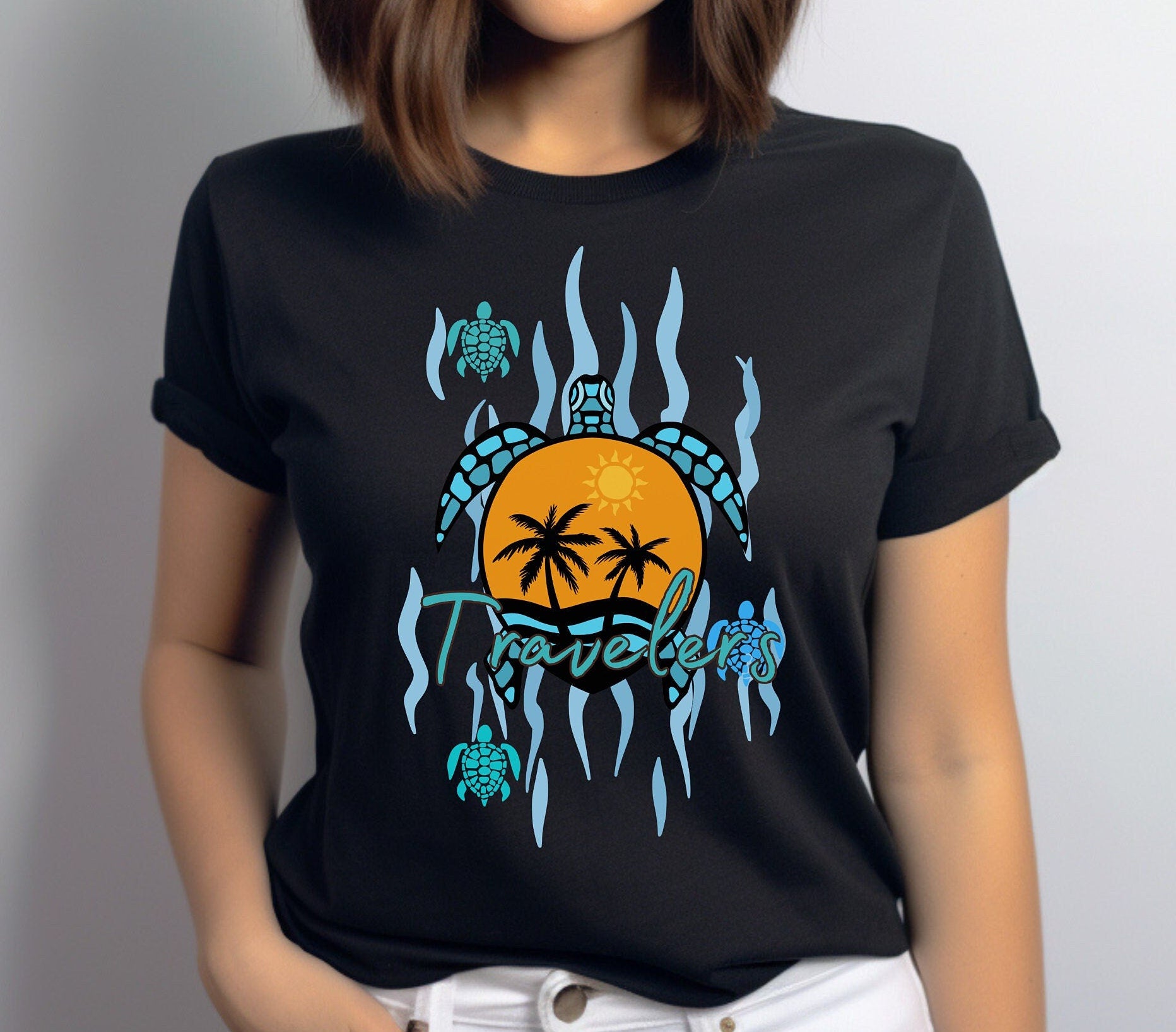 Tropical Sea Turtles T-Shirt: Hawaii Beach Summer Tee
