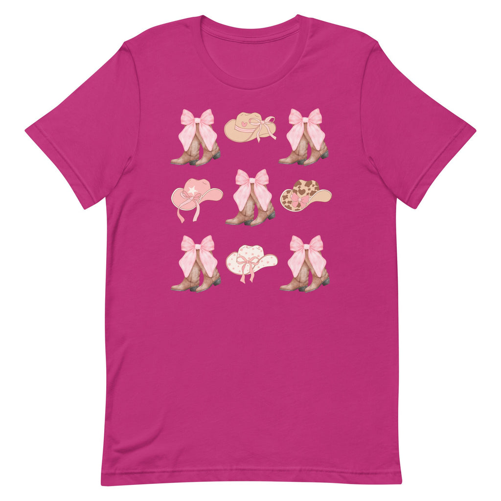 Pink Bows Western Shirt: Coquette Cowgirl Boots Tee