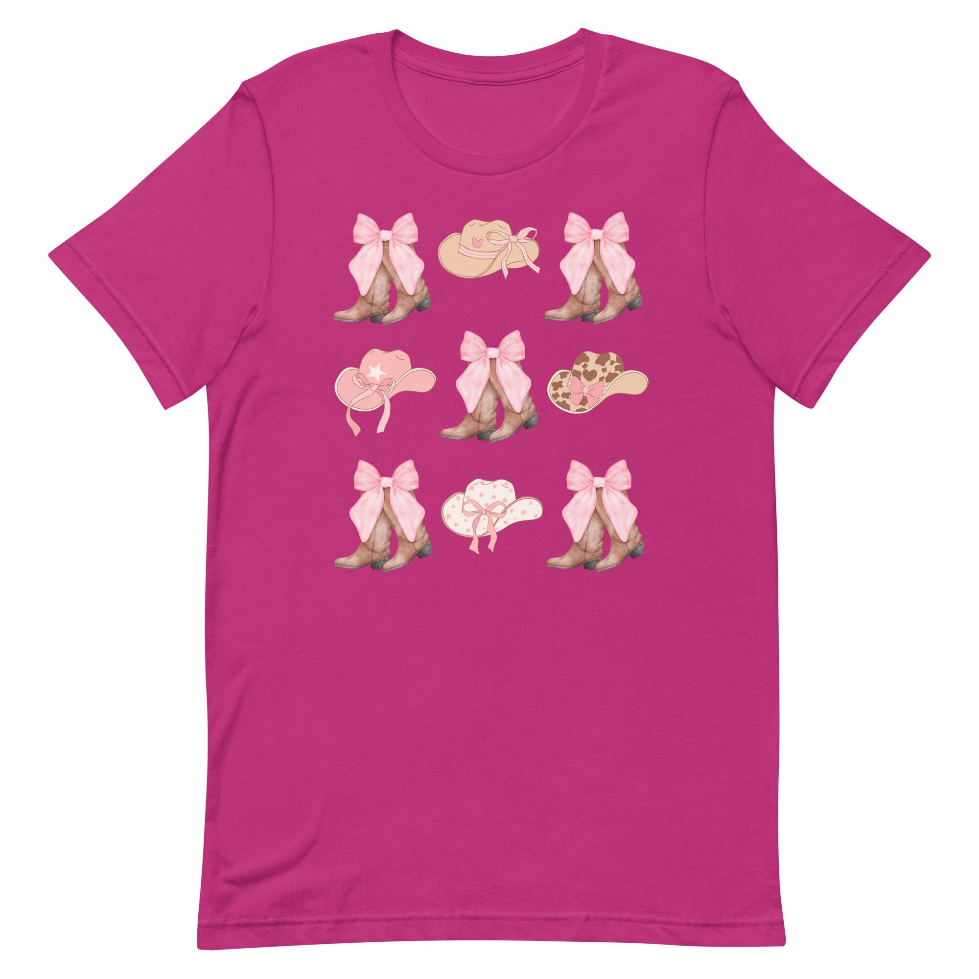 Pink Bows Western Shirt: Coquette Cowgirl Boots Tee