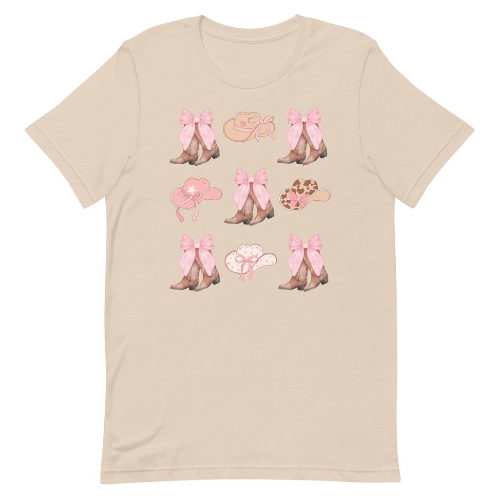 Pink Bows Western Shirt: Coquette Cowgirl Boots Tee